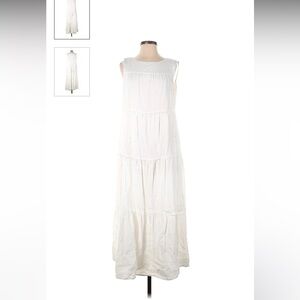 NWOT - white tiered 100% linen dress